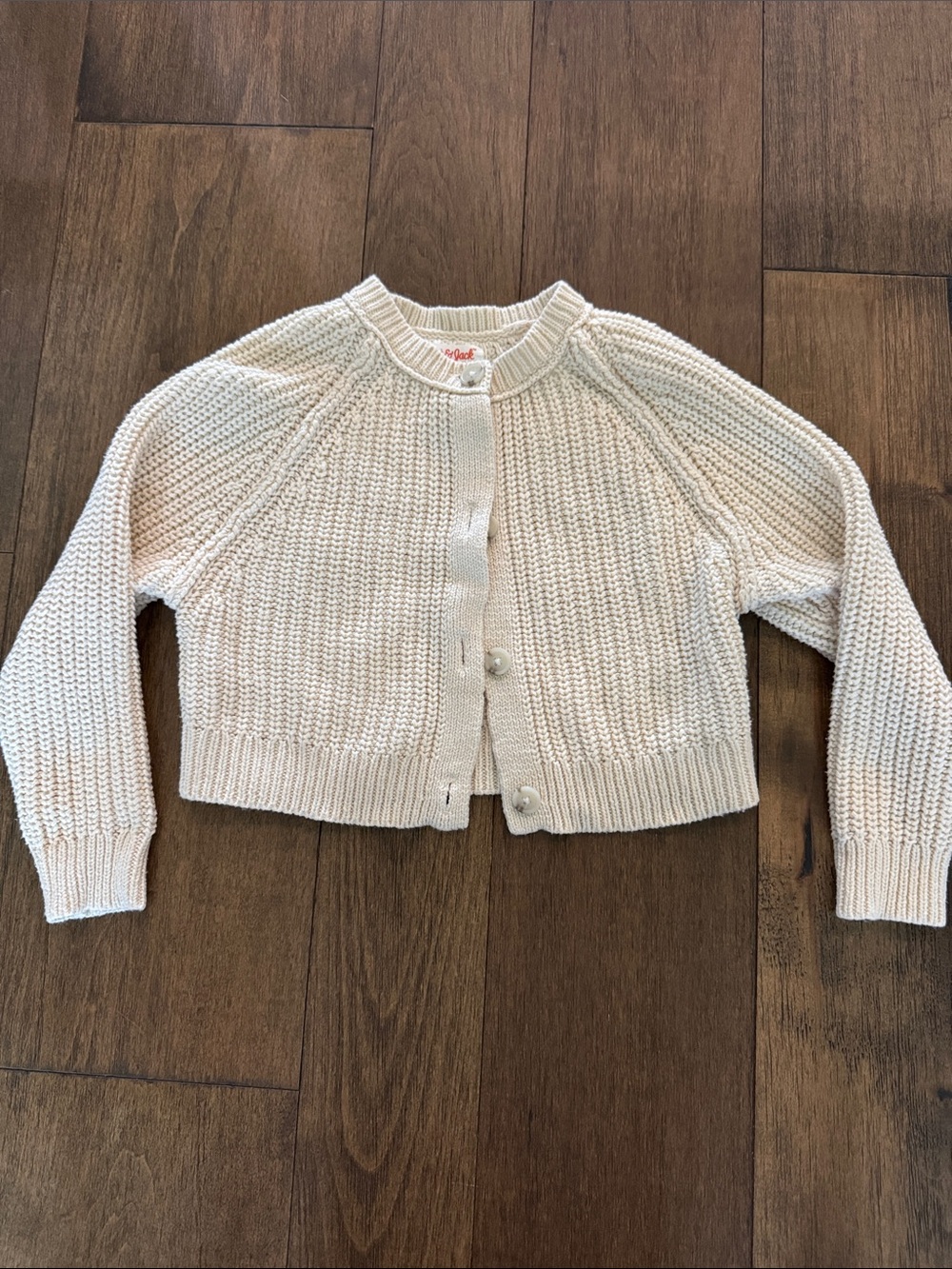 Cat & Jack Cream Cropped Button Cardigan